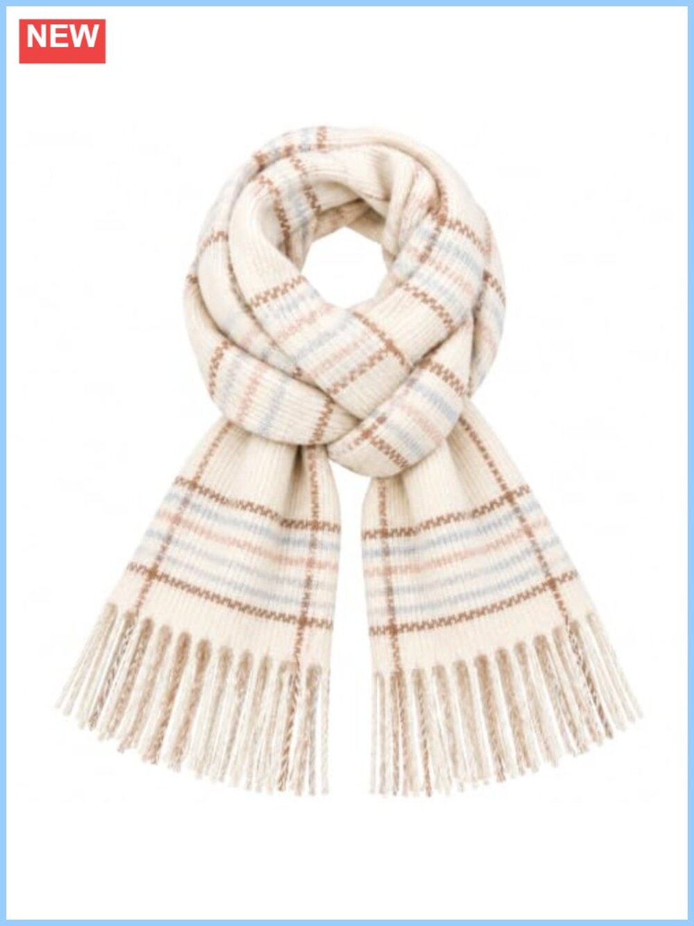 Plaid Tassel Fringe Scarf Faux Cashmere Acrylic Long Shawl Warm Winter Wrap